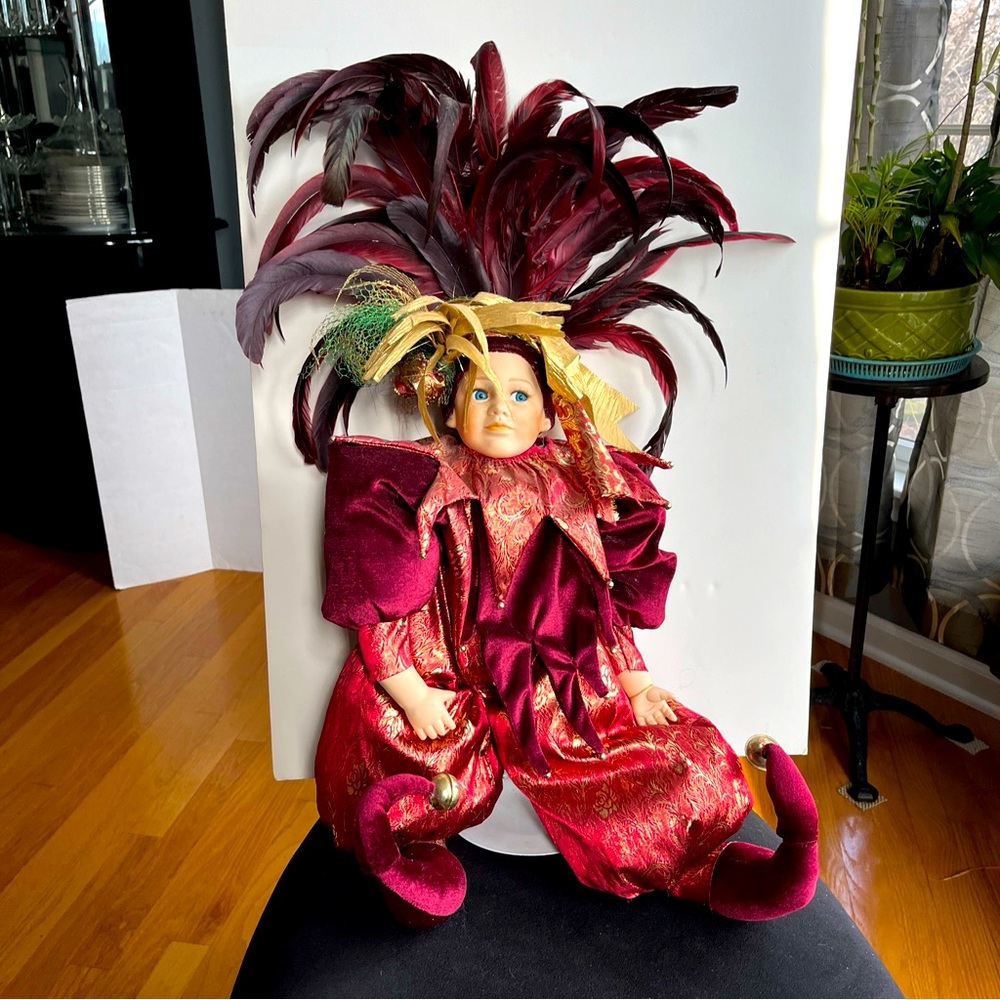 VTG Porcelain Clown Doll Court Jester